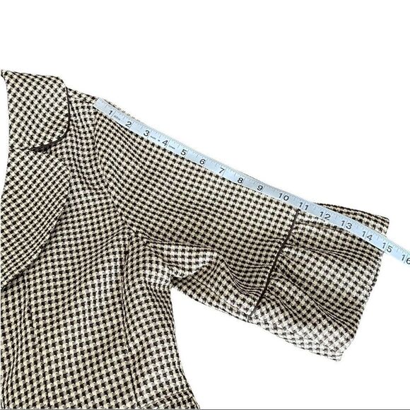 Courtenay Brown Checkered 3-Button Top Size 12 - Picture 12 of 14